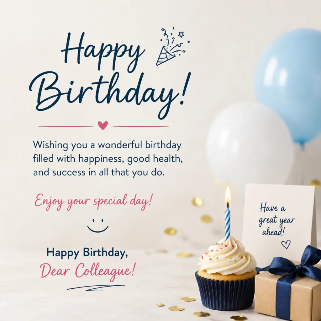 Celebration Simple Birthday Wishes for Colleague🎉